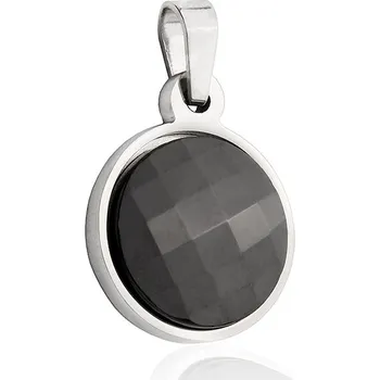 Souprava šperků Přívěsek keramický černý kruh z chirurgické oceli S660105