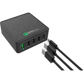 Winner 4xUSB + USB-C QC 2,4 A autonabíječka, černá 8591194089848