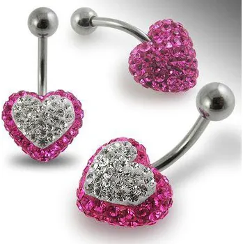 Piercing Piercingate Piercing Crystal srdce se stříbrnou kuličkou PBSW00014