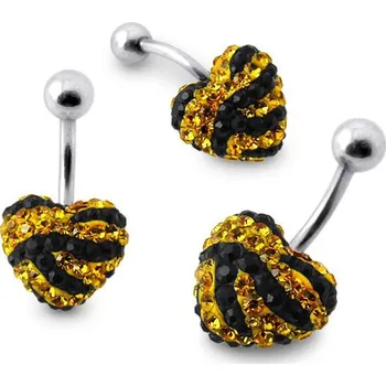 Piercing Piercingate Piercing se stříbrnou kuličkou a srdíčkem s krystaly PBSW00055