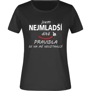 Dámské tričko TUKAN AGENCY Dámské tričko Nejmladší dítě Barva: Černá, Velikost: XS