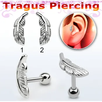 Piercing Piercingate Činka do ucha - andělské křídlo PNC00079 - Barva/Motiv: 1, Délka tyčky: 8 mm, Průměr tyčky: 1,2 mm