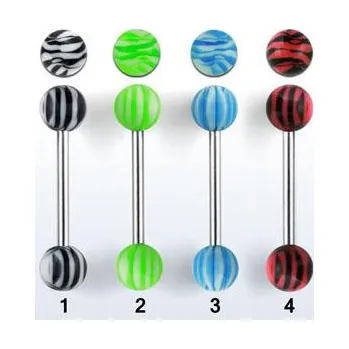 Piercing Piercingate Piercing do jazyka PCI00245 - Barva/Motiv: Bílá/Černá, Délka tyčky: 16 mm, Průměr tyčky: 1,6 mm