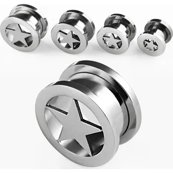 Piercing Piercingate Tunel do ucha - hvězda PTP00236 - Průměr Tunely, plugy, roztahováky: 8 mm