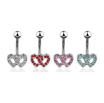 Piercing Piercingate Piercing do pupíku - dvojsrdce PBP00231 - Barva/Motiv: Čirá