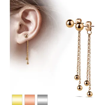 Piercing Piercingate Náušnice s řetízkem a kuličkami NAU00952 - Barva/Motiv: Stříbrná