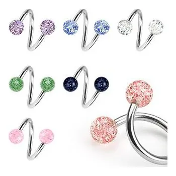 Piercing Piercingate Spirála s třpytivými kuličkami PSP00045 - Barva/Motiv: Fialová, Průměr spirály: 11 mm, Průměr tyčky: 1,6 mm