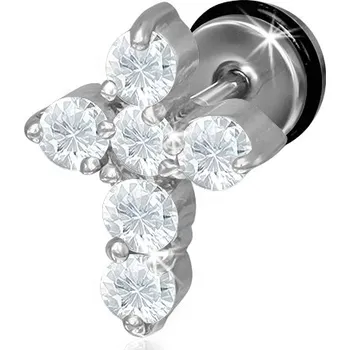 Piercing Piercingate Falešný piercing - kříž PFA00200 - Barva/Motiv: Čirá