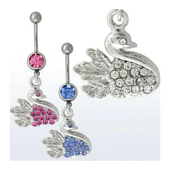 Piercing Piercingate Banánek labutí s kamínky PBV00416 - Barva/Motiv: Čirá
