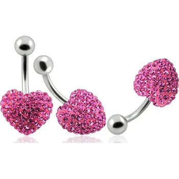 Piercing Piercingate Piercing Crystal srdce se stříbrnou kuličkou PBSW00007