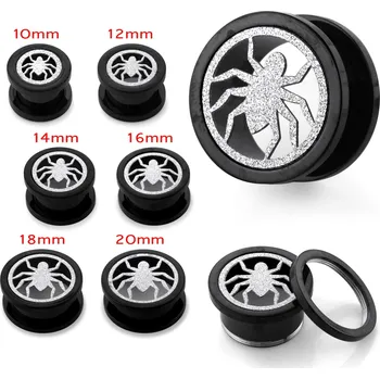 Piercing Piercingate Tunel do ucha s pavoučkem PTP00223 - Průměr Tunely, plugy, roztahováky: 10 mm