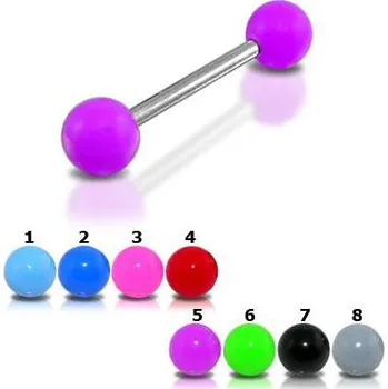 Piercing Piercingate Piercing do jazyka PCI00122 - Barva/Motiv: Tmavě modrá, Délka tyčky: 16 mm, Kuličky: 6 mm, Průměr tyčky: 1,6 mm