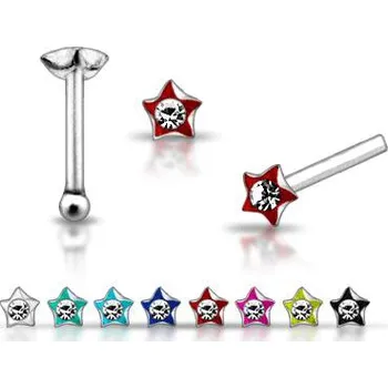 Piercing Piercingate Piercing do nosu (stříbro 925/1000) - hvězdička s kamínkem PNO00215 - Materiál: Stříbro, Ryzost: 925/1000, Barva/Motiv: Tyrkysová