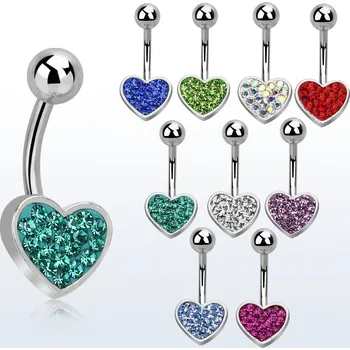 Piercing Piercingate Piercing do pupíku - srdíčko PBP00280 - Barva/Motiv: Černá, Délka tyčky: 10 mm, Průměr tyčky: 1,6 mm