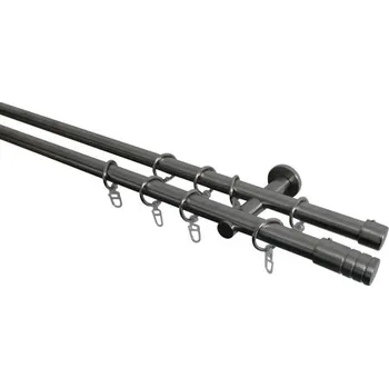 Garnýž Dvojitá garnýž sada válec kovová Ø 20 mm 200 cm nerez