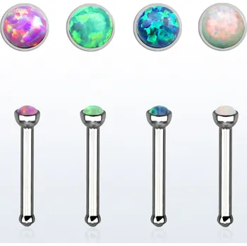 Piercing Piercingate Piercing do nosu - Opal PNO00238 - Barva/Motiv: Čirá, Délka tyčky: 8 mm, Průměr tyčky: 1 mm