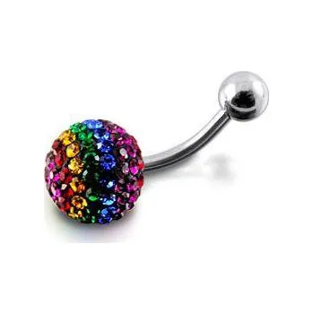 Piercing Piercingate Piercing se stříbrnou kuličkou a kuličkou s krystaly PBSW00050