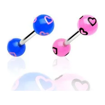 Piercing Piercingate Piercing do jazyka PCI00074 - Barva/Motiv: Modrá, Délka tyčky: 16 mm, Kuličky: 6 mm, Průměr tyčky: 1,6 mm