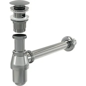 Sifon Kovový sifon k umyvadlu s výpustí Alcadrain CLICK/CLACK, velká zátka