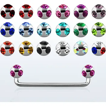 Piercing Piercingate Industrial piercing s kamínky PIN00047 - Barva/Motiv: Čirá, Délka tyčky: 35 mm, Kuličky: 5 mm, Průměr tyčky: 1,6 mm