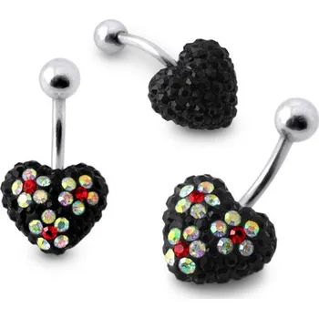 Piercing Piercingate Piercing se stříbrnou kuličkou a srdíčkem s krystaly PBSW00053