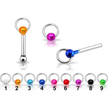 Piercing Piercingate Piercing do nosu (stříbro 925/1000) - kulička s kruhem PNO00189 - Materiál: Stříbro, Ryzost: 925/1000, Barva/Motiv: 2