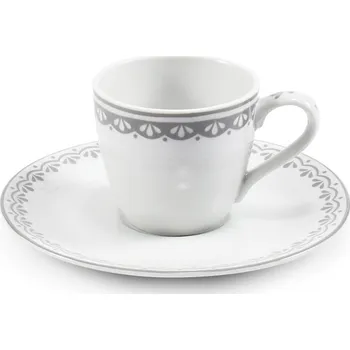 Leander Šálek s podšálkem na espresso, 0,07 l, HyggeLine, šedá, Leander, český porcelán