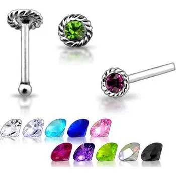 Piercing Piercingate Piercing do nosu (stříbro 925/1000) - ovinutá květina PNO00220 - Materiál: Stříbro, Ryzost: 925/1000, Barva/Motiv: Čirá