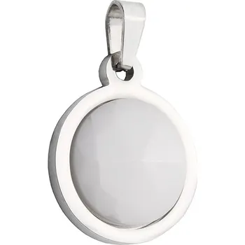 Souprava šperků Přívěsek keramický bílý kruh z chirurgické oceli S661105