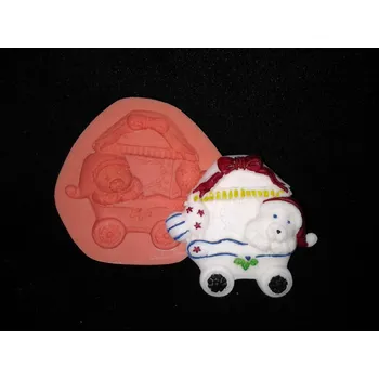 Kočárek Silikonová formička kočárek s medvídkem 5046