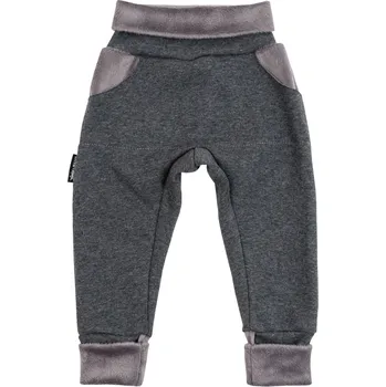 Kojenecké oblečení šedé tepláky s nízkým sedem