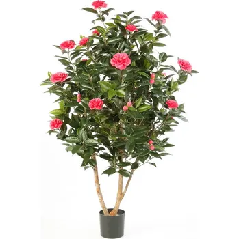 umělá květina Luxusní umělý kvetoucí strom CAMELIA JAPONICA KEŘ růžový, 150 cm
