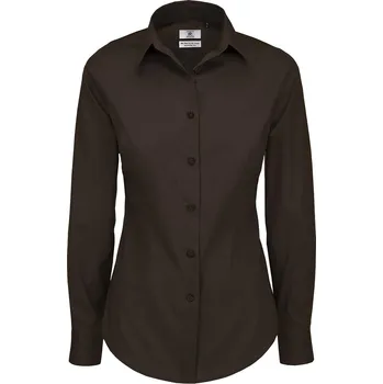 Dámská košile Košile dámská B&C Elastane s dlouhým rukávem - hnědá, M