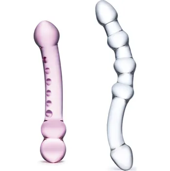 Dildo Gläs Pleasure Set Double Pleasure Glass Dildo Set
