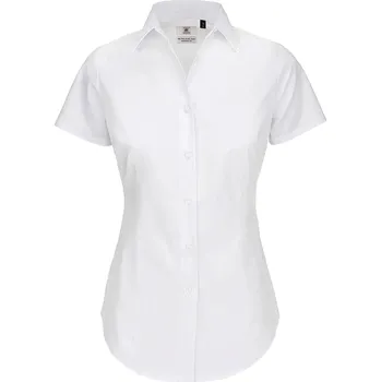 Dámská košile Košile dámská B&C Elastane s krátkým rukávem - bílá, L
