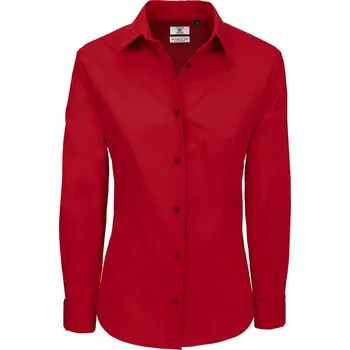 Dámská košile Košile dámská B&C Heritage s dlouhým rukávem - červená, S