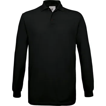 Pánské tričko Pánské polo tričko B&C Safran s dlouhým rukávem - černé, M