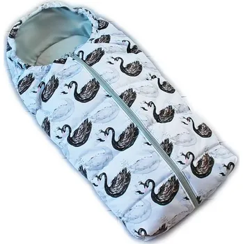 Fusak Dětský fusak Baby Nellys ARTIC LUX velvet, 95 x 45 cm - labutě/bílý