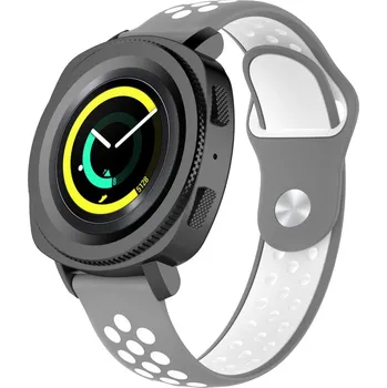 eses Silikonový dírkovaný řemínek - Šedo bílý, 20 mm