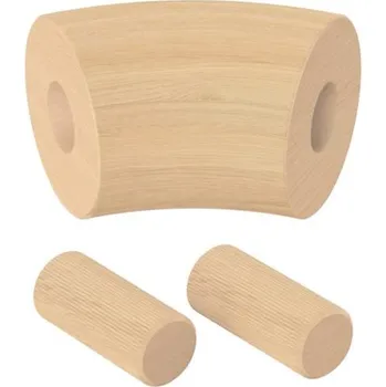 Zábradlí KP Spojka (koleno, přechod) madla 45° pr.42 mm, výška 65 mm, nelakovaný přírodní dub, pro nerezové zábradlí a schodiště