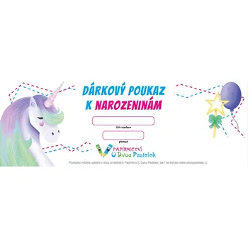 Dárkový potravinový koš Dárkový poukaz K narozeninám - unicorn Hodnota dárkového poukazu: 500