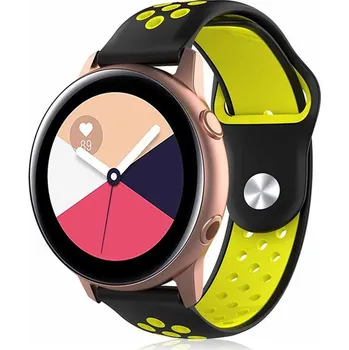 eses Silikonový dírkovaný řemínek - Černo žlutý, 20 mm