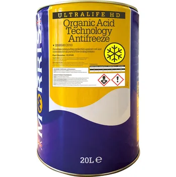 Náplň do chladiče a ostřikovače Morris Ultralife HD Antifreeze - žlutá chladicí kapalina do motoru , koncentrát , 20 l (Morris Lubricants - Made in UK)