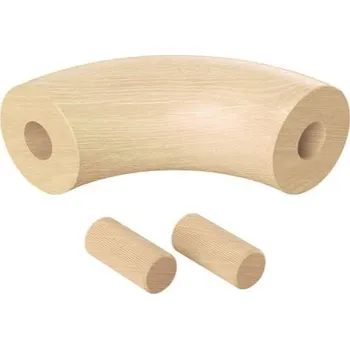 KP Spojka (koleno, přechod) madla 90° pr.42 mm, výška 100 mm, nelakovaný přírodní dub, pro nerezové zábradlí a schodiště