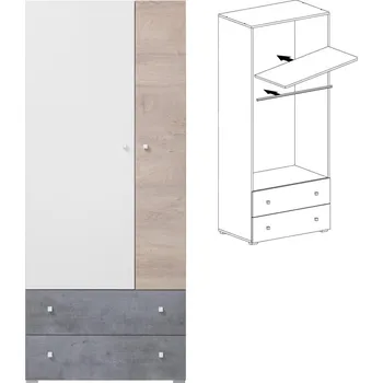 Šatní skříň Sigma - šatní skříň SI 3 L/P - beton