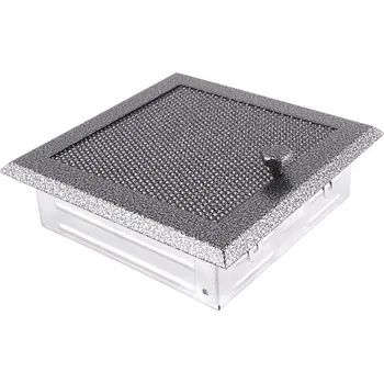 Větrací mřížka Krbová mřížka 16x16 cm, PREMIUM staré stříbro s žaluzií