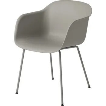 Jídelní židle Muuto Židle Fiber Armchair Tube Base, grey