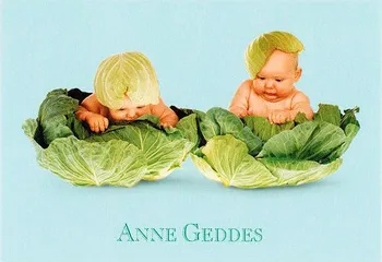 Anne Geddes Blahopřání malé Dva v kapustě