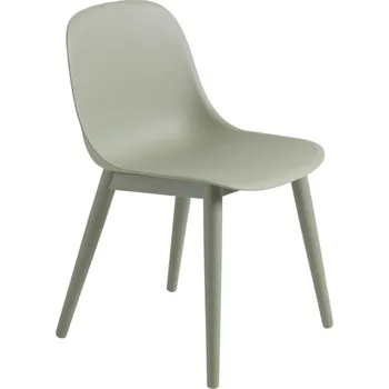 Jídelní židle Muuto Židle Fiber Side Chair Wood Base, dusty green