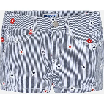 Chlapecké kraťasy MAYORAL dívčí kraťasy s květinovou výšivkou modrá - 110 cm